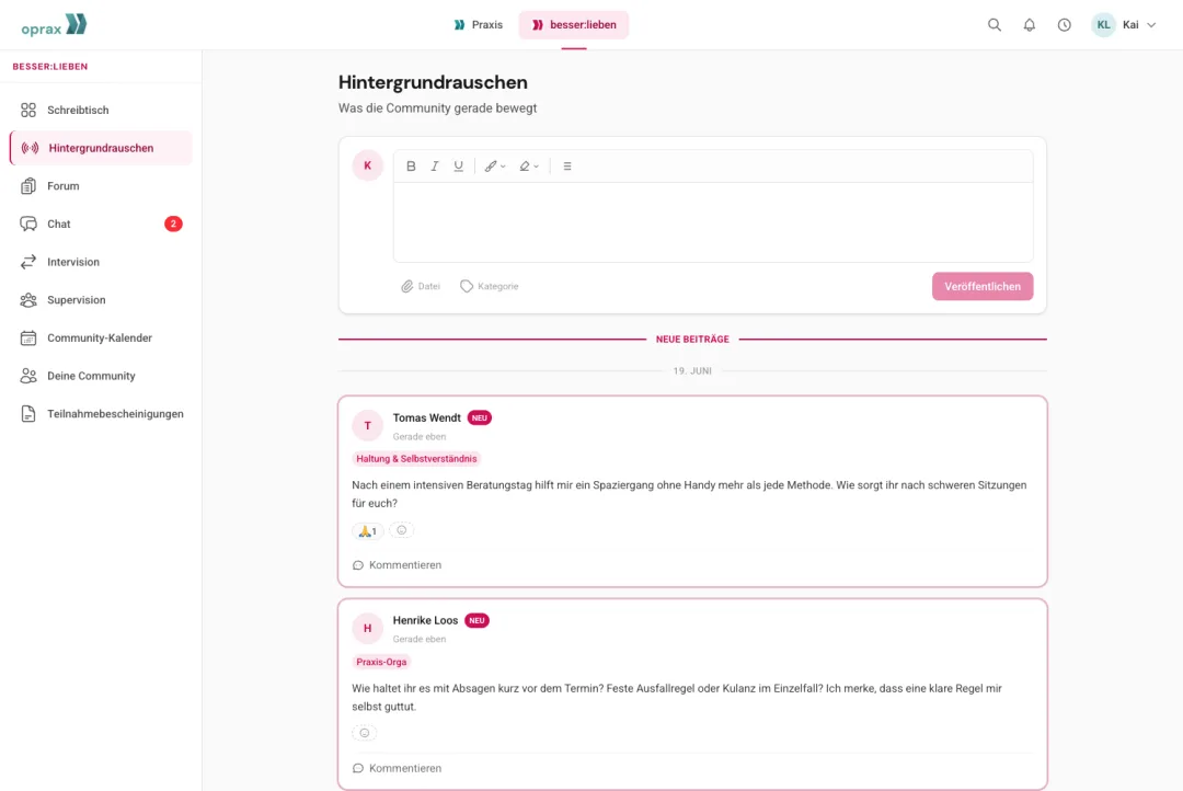 Community-Feed „Hintergrundrauschen" in besser:lieben