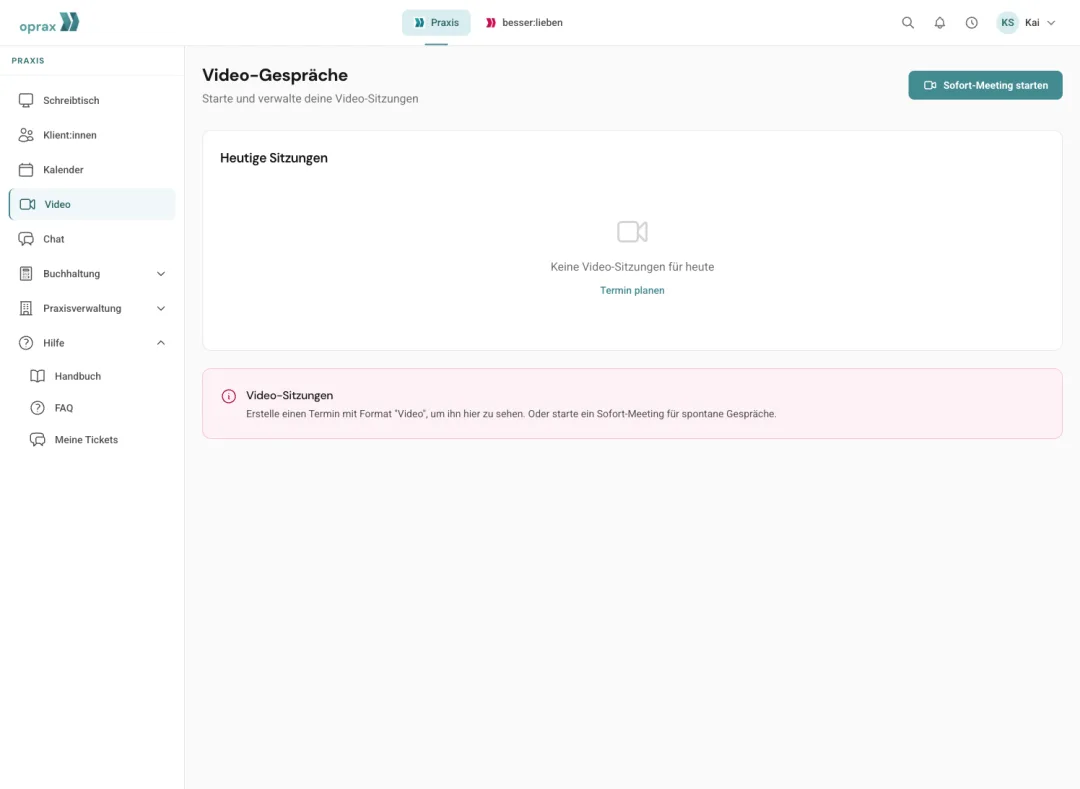 Video-Sprechstunde in oprax